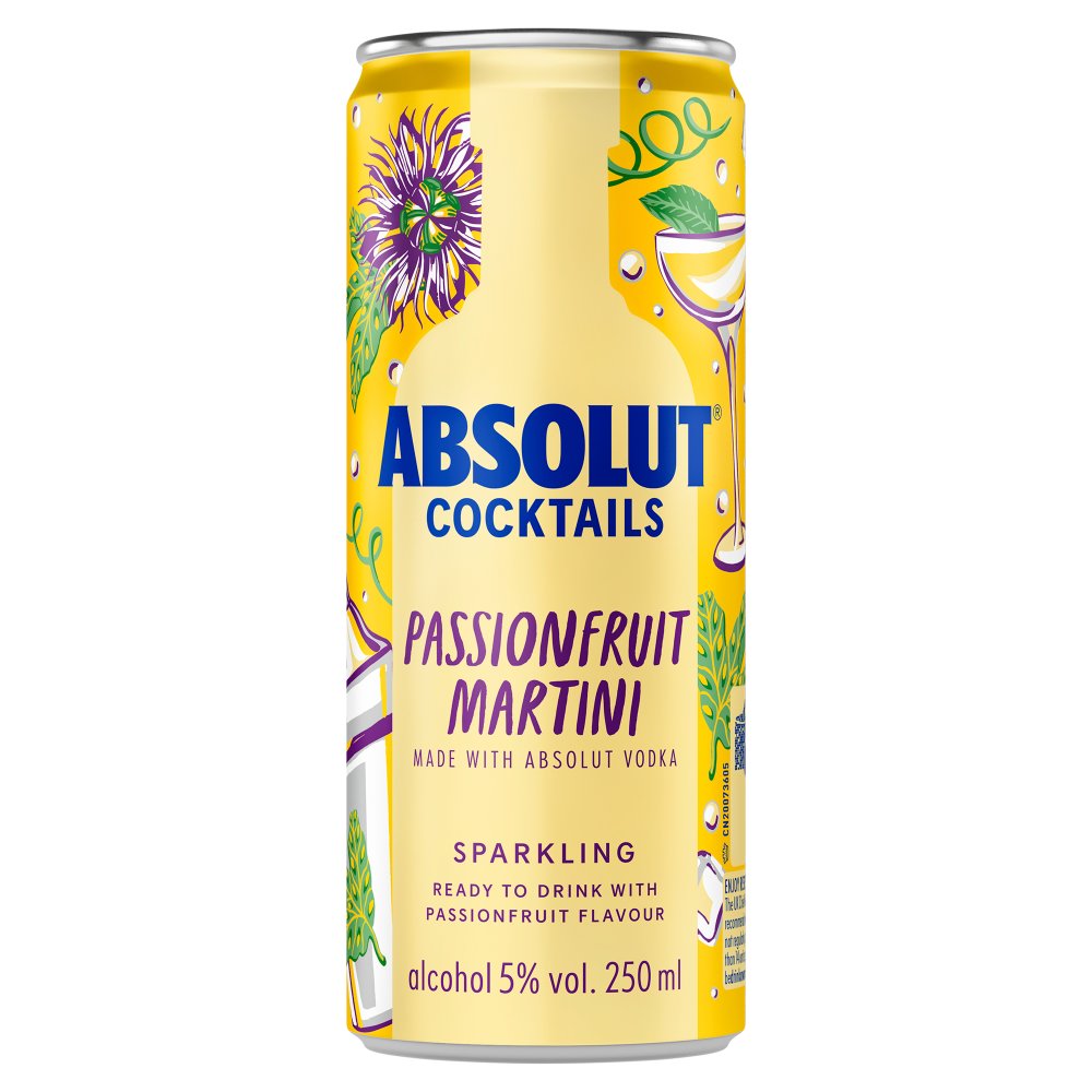 Absolut Pre-Mixed Sparkling Passionfruit Martini Vodka Drink 250ml-RTD's (Ready To Drink)-Fountainhall Wines