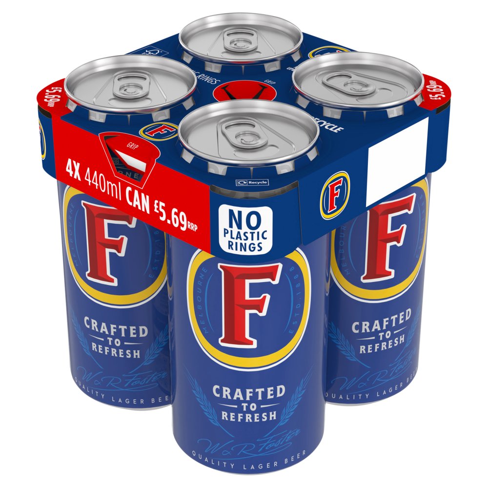 Foster's Lager 4x440ml Cans (Price Marked £5.69)-Beer-Fountainhall Wines