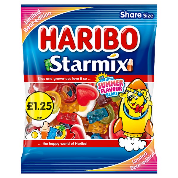 Haribo Starmix Fruit & Cola Flavour Jelly & Foam Sweets Sharing Bag 140g (Price Marked £1.25)