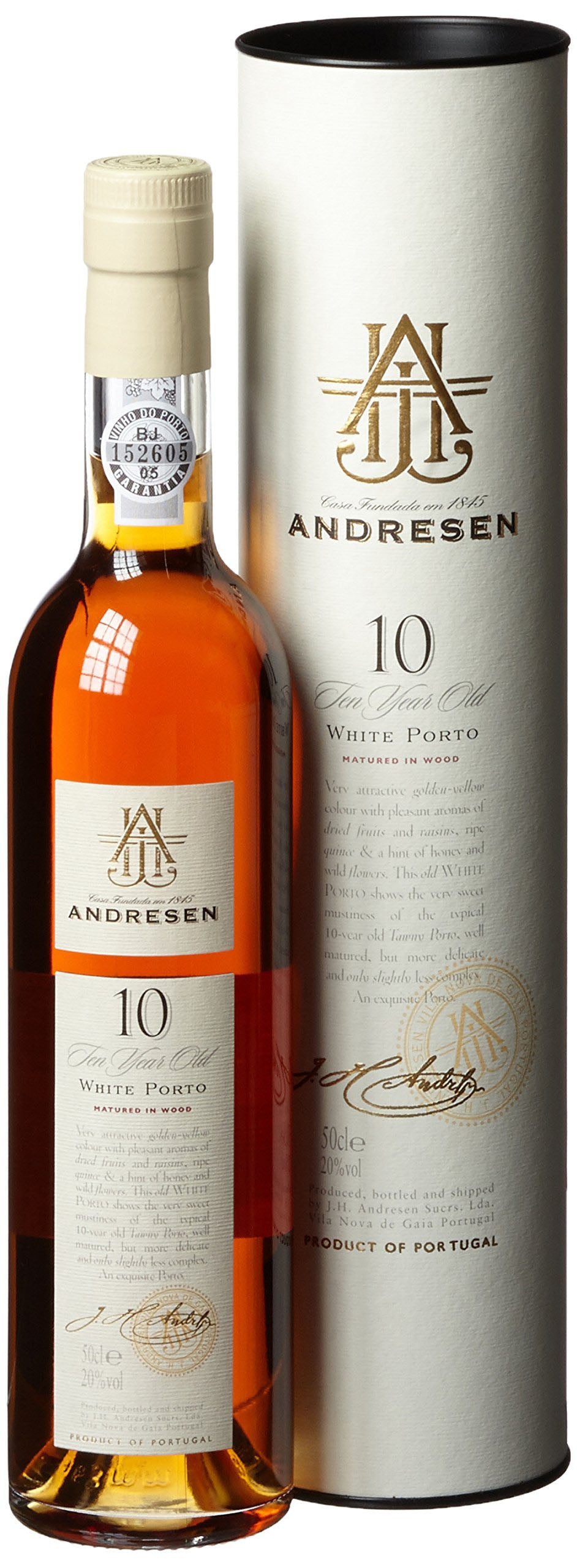 JH Andresen 10 Year Old White, DOC Porto 50cl (Gift Tin) NV
