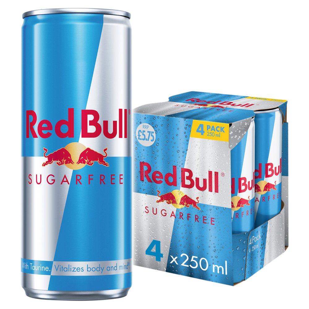 Red Bull Sugarfree Energy Drink 4x250ml Can Pack (Price Marked £5.75)-Soft Drink-Fountainhall Wines