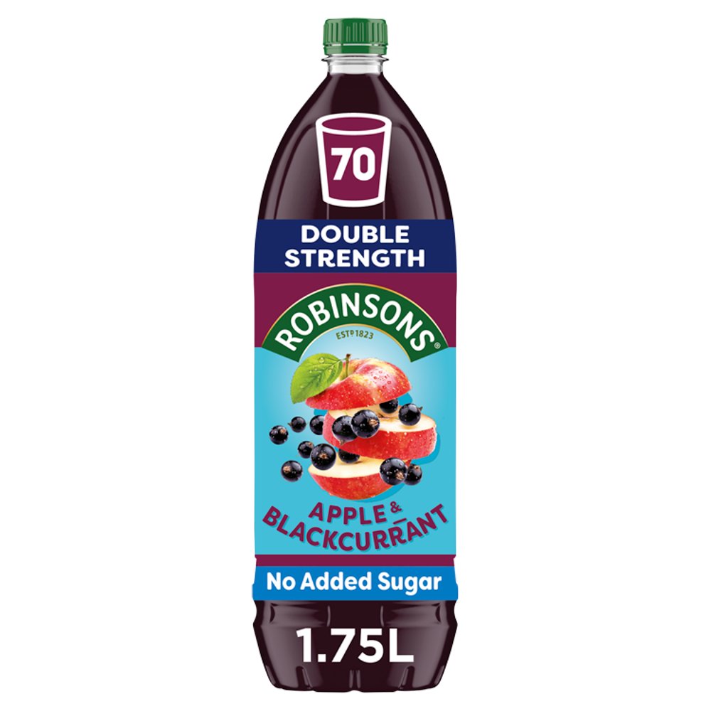 Robinsons Double Strength Apple & Blackcurrant No Added Sugar Squash 1.75 Litre-Soft Drink-Fountainhall Wines