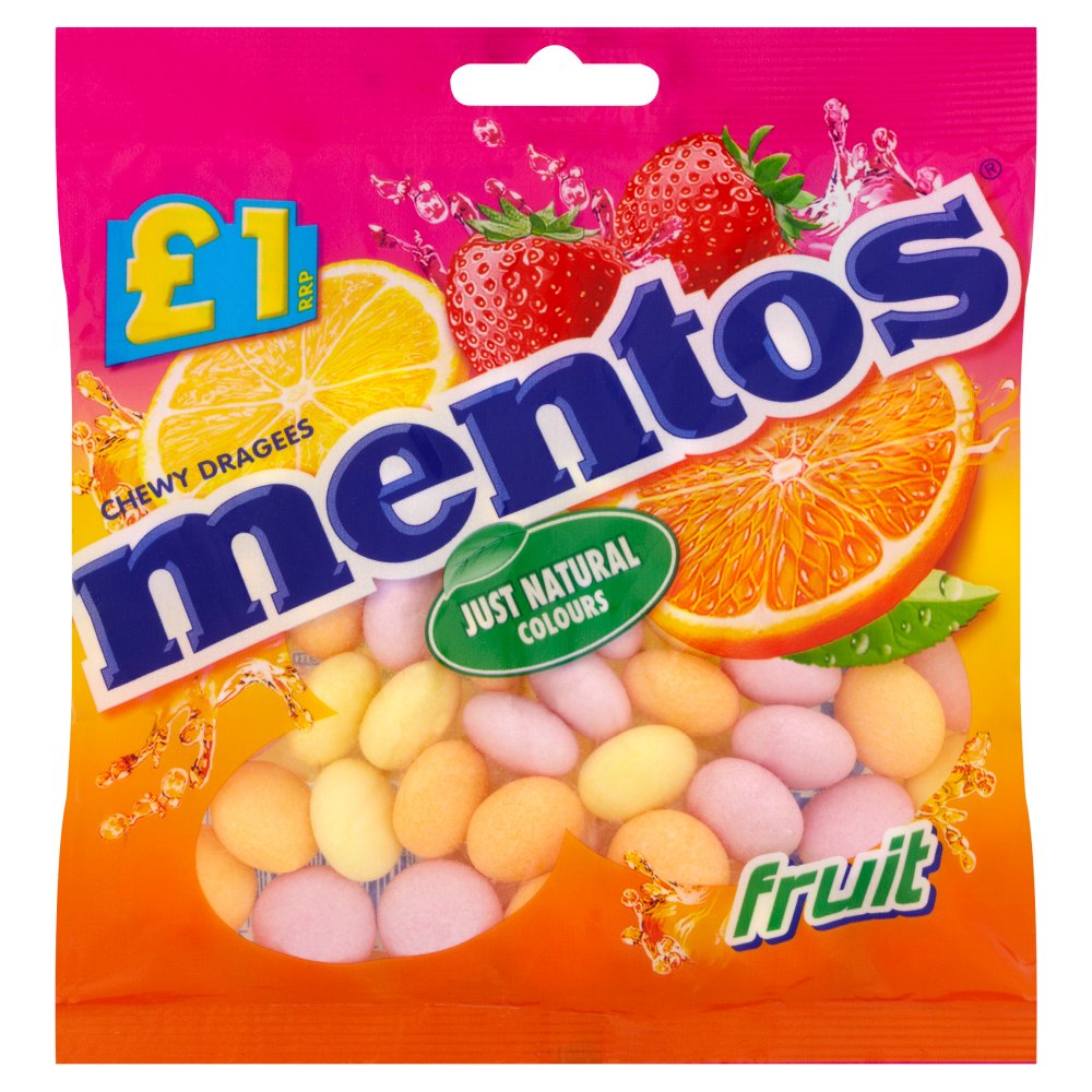 Mentos Fruit Bag 135g (Price Marked £1)-Confectionery-Fountainhall Wines