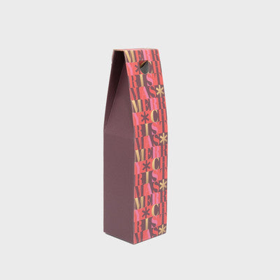 1 Bottle Gift Box / Carton - Burgundy & Gold Merry Christmas-Gift Bags / Gift Boxes-Fountainhall Wines