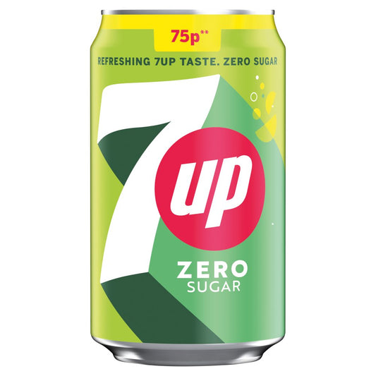 7UP Zero Sugar 330ml Can (Price Marked 75p)-Soft Drink-Fountainhall Wines