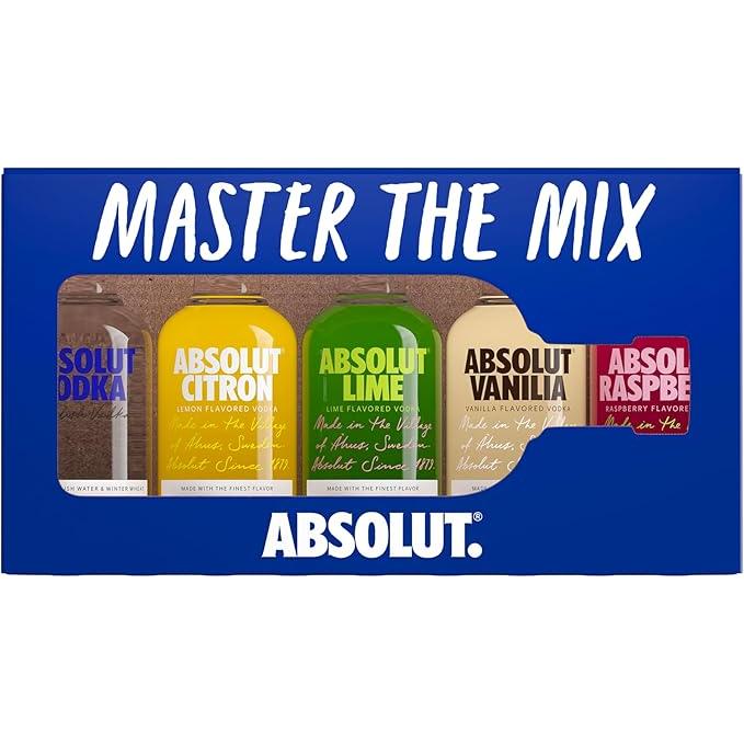 Absolut Mix Miniature Pack with Original, Citron, Lime, Vanilia and Raspberri Flavoured Swedish Vodka (5 x 5cl)-Vodka-Fountainhall Wines