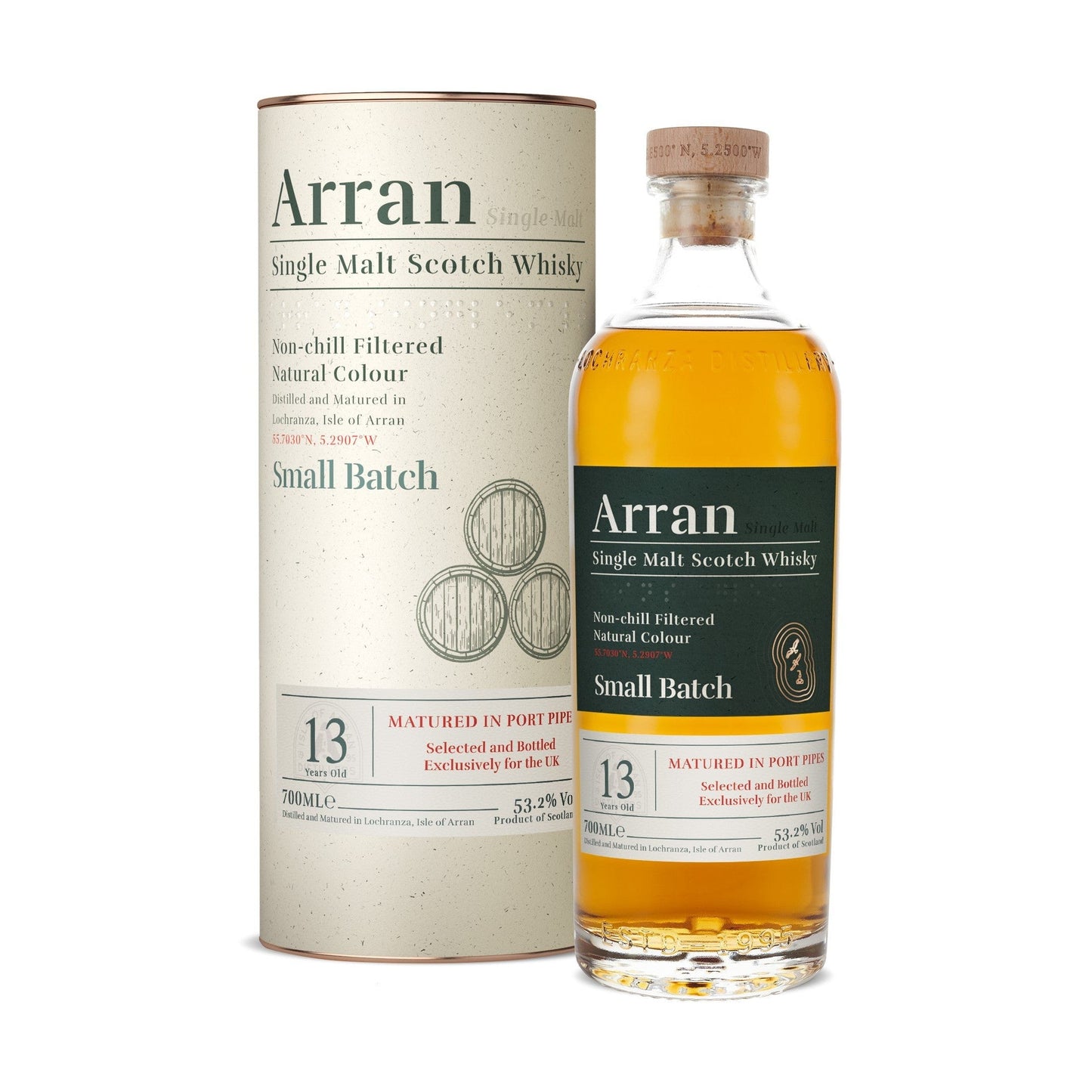 Arran Small Batch 13 Year Old, Distilled in 2010, Matured in ex Port Pipes Casks 53.2%-Single Malt Scotch Whisky-Fountainhall Wines