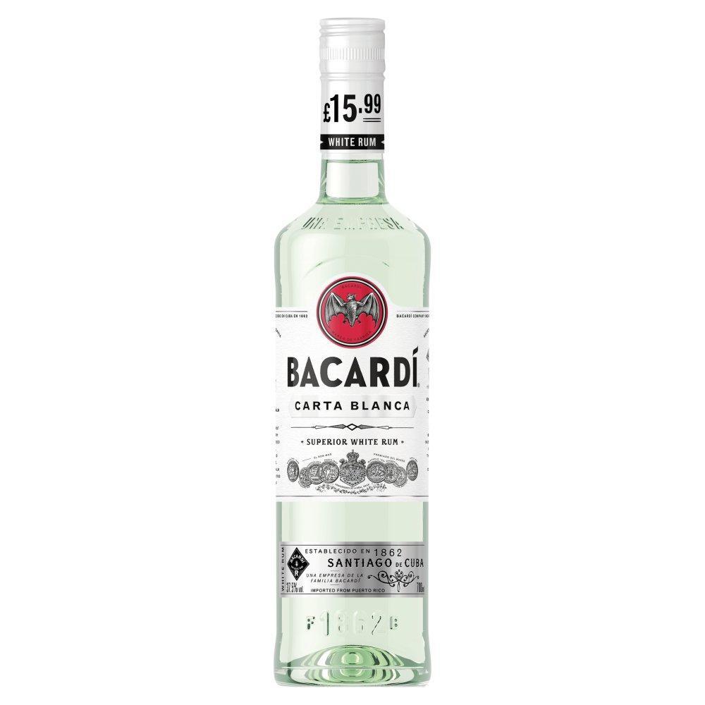 Bacardi Carta Blanca - Superior White Rum 70cl (Price Marked £15.99)-White Rum-7610113001073-Fountainhall Wines