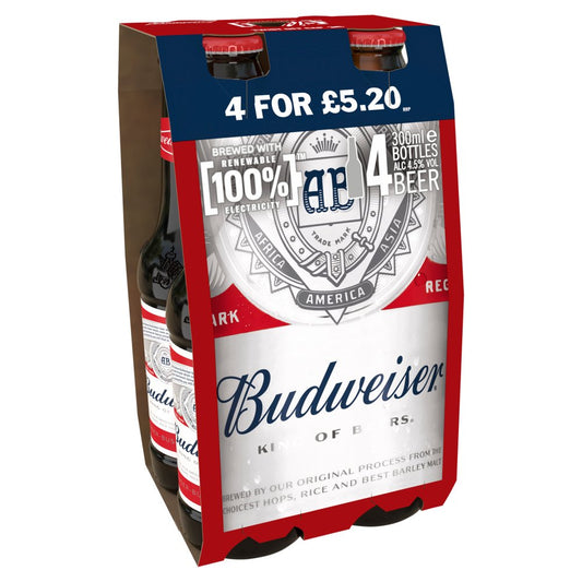Budweiser 4x300ml - American-Style Pale Lager-World Beer-5014379024661-Fountainhall Wines
