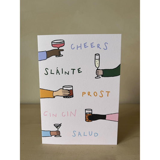 Cheers Greetings Card - by Sarah Nolloth Illustration-Fountainhall Wines