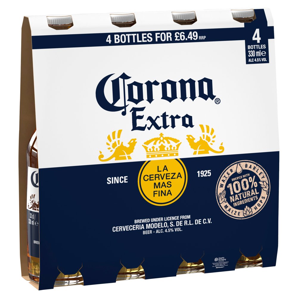 Corona Extra 4X330ml Price Marked £6.49-World Beer-Fountainhall Wines