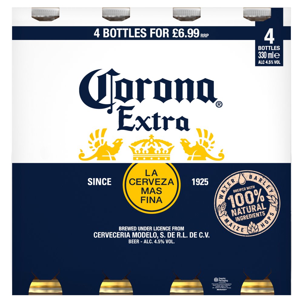 Corona Extra 4X330ml (Price Marked £6.99)-World Beer-Fountainhall Wines