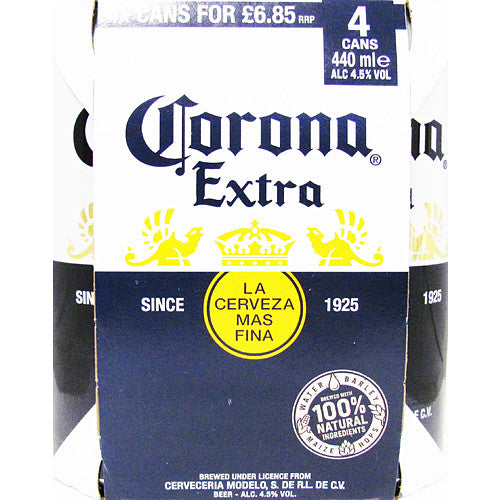 Corona Extra 4x440ml can (Price Marked £6.85)-World Beer-Fountainhall Wines