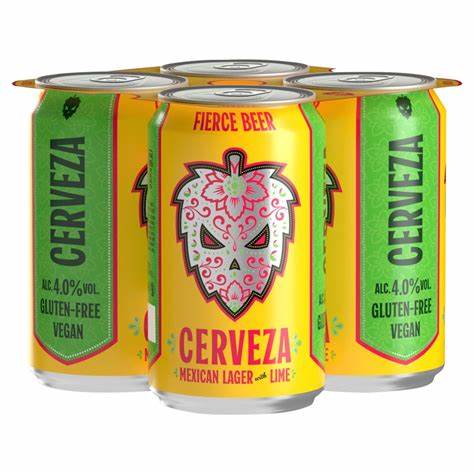 Fierce Cerveza Mexican Lager 4x330ml Can 4%-Scottish Beers-Fountainhall Wines