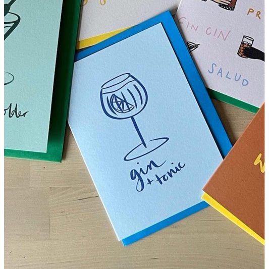 Gin & Tonic Greetings Card - by Sarah Nolloth Illustration-Fountainhall Wines