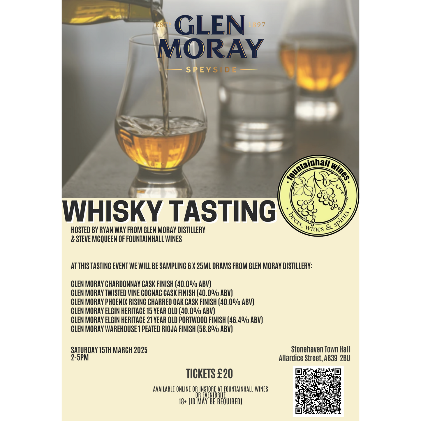 Glen Moray Whisky Tasting - Saturday 15th March 2025 (2pm to 5pm)-Tasting Event-Fountainhall Wines