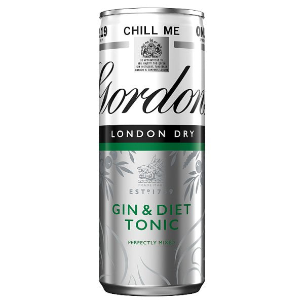 Gordon's Gin & Slim Tonic (Price Marked £2.19) 250ml-RTD's (Ready To Drink)-5000289936170-Fountainhall Wines