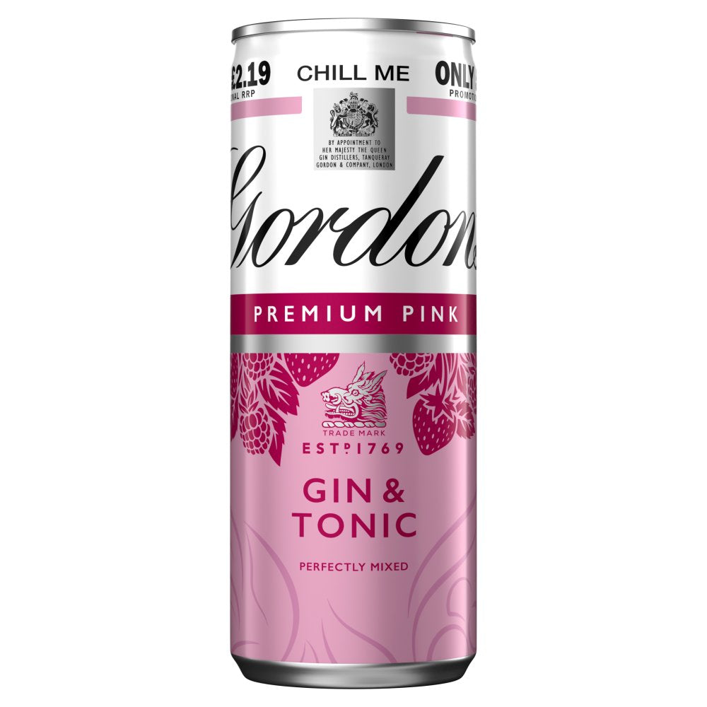 Gordon's Pink Gin & Tonic (Price Marked £2.19) 250ml-RTD's (Ready To Drink)-5000289936217-Fountainhall Wines