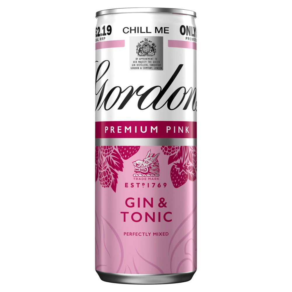 Gordon's Pink Gin & Tonic (Price Marked £2.19) 250ml-RTD's (Ready To Drink)-Fountainhall Wines