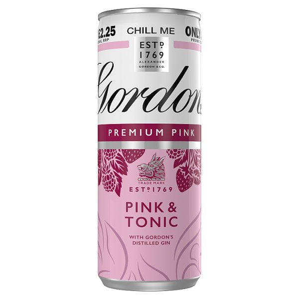 Gordon's Pink Gin & Tonic (Price Marked £2.25) 250ml-RTD's (Ready To Drink)-Fountainhall Wines