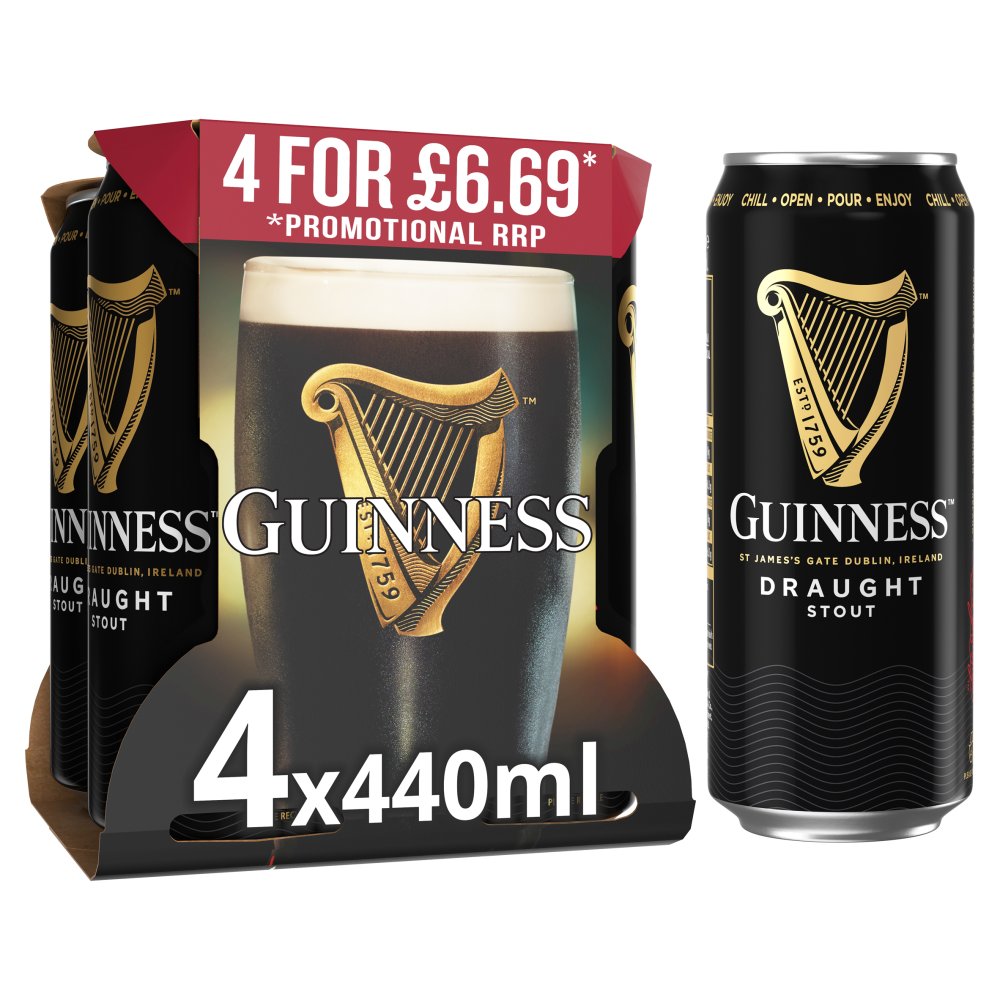 Guinness Draught 4X440ml (Price Marked 4 For £6.69)-World Beer-5000213027738-Fountainhall Wines