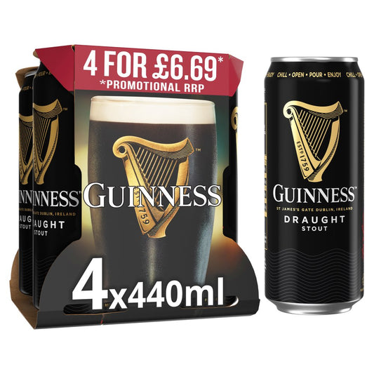 Guinness Draught 4X440ml (Price Marked 4 For £6.69)-World Beer-Fountainhall Wines