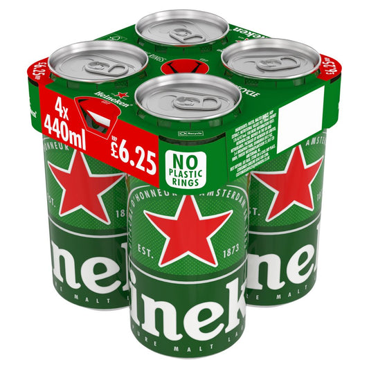 Heineken 4x440ml (Price Marked £6.25)-World Beer-5035766065036-Fountainhall Wines