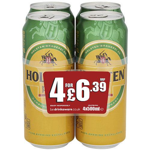 Holsten Pils Premium Lager 4x500ml (Price Marked £6.39)-World Beer-Fountainhall Wines