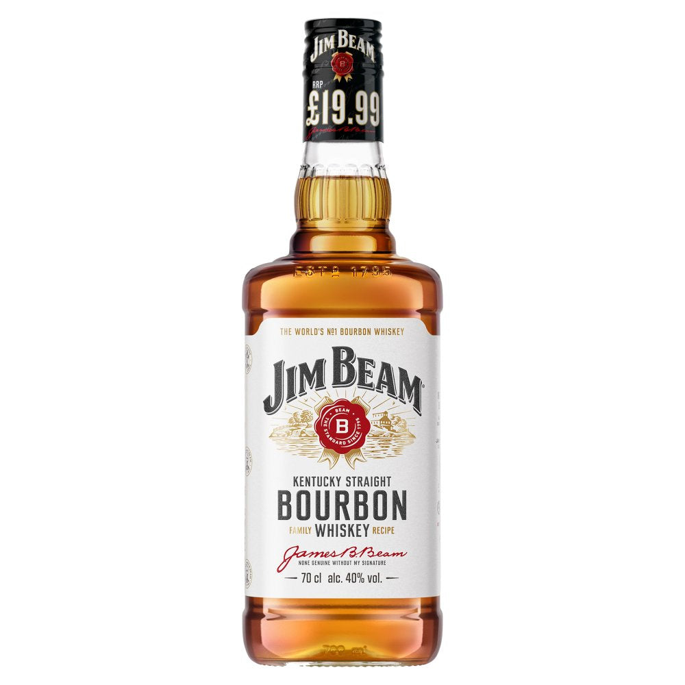 Jim Beam - Kentucky Straight Bourbon Whiskey 70cl (Price Marked £19.99)-American Whiskey-Fountainhall Wines