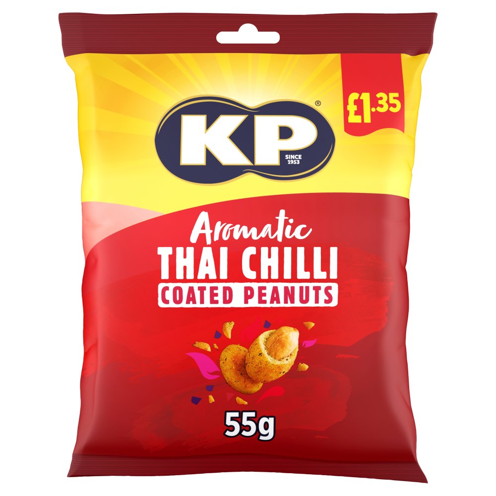 KP Aromatic Thai Chilli Flavour Coated Peanuts 55g (Price Marked £1.35)-Snacks-Fountainhall Wines