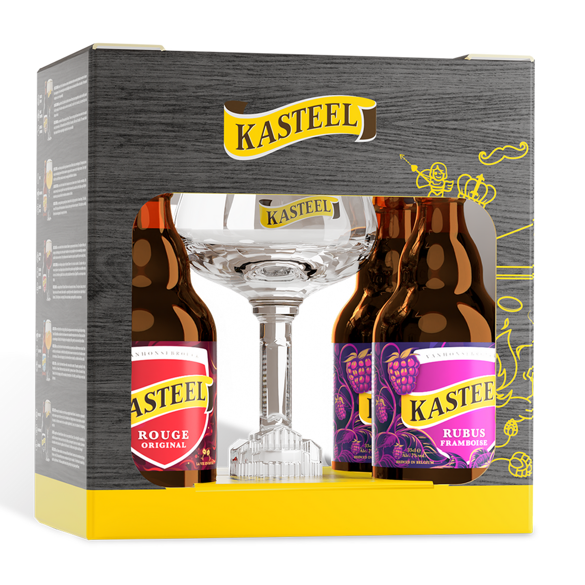 Kasteel Rouge & Framboise Gift Pack 330ml x 4 + Glass