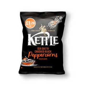 Kettle Chips Sea Salt & Crushed Black Pepper 80G (Price Marked £1.29)-Snacks-Fountainhall Wines