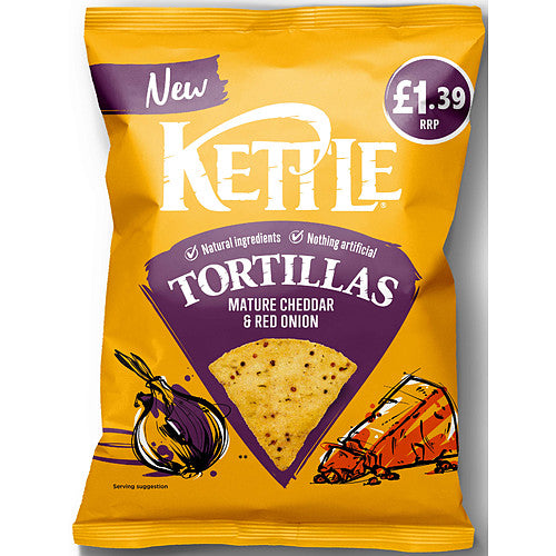 Kettle Tortilla Mature Cheddar & Red Onion 70G (Price Marked £1.39)-Snacks-Fountainhall Wines