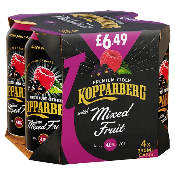 Kopparberg Premium Cider With Mixed Fruit 4x330ml (Price Marked £6.49)-Cider-Fountainhall Wines