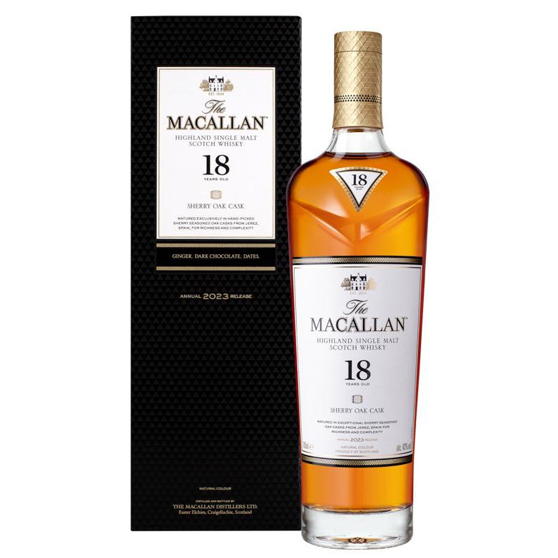 Macallan Sherry Oak 18 Year Old - 2023 Release - Single Malt Scotch Whisky-Single Malt Scotch Whisky-5010719187003-Fountainhall Wines