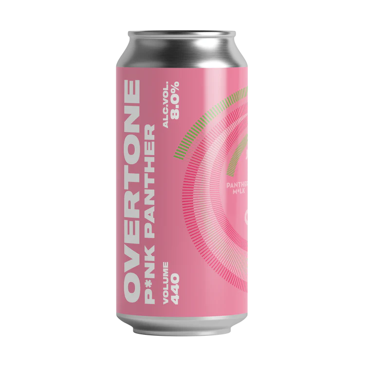 Overtone New P*nk Panther Strawberry Ice Cream Smoothie Sour (Collab with Panther M*lk) 8.0% - 440ml Can-Scottish Beers-5060627283045-Fountainhall Wines