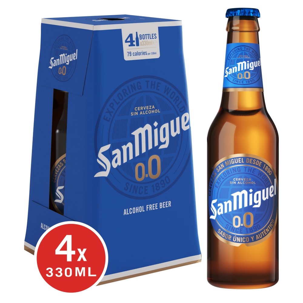 San Miguel 0.0% Alcohol Free Premium Lager 4x330ml-World Beer-Fountainhall Wines