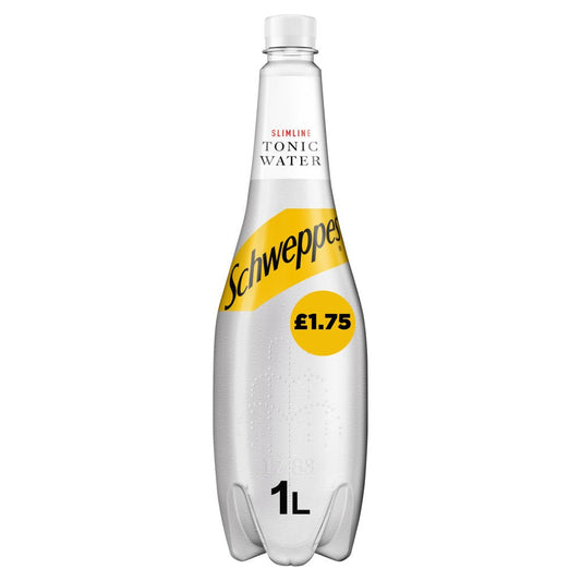 Schweppes Slimline Tonic Water Litre (Price Marked £1.75)-Soft Drink-Fountainhall Wines