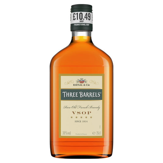 Three Barrels VSOP (Very Superior Old Pale) 35cl (Price Marked £10.49)-Brandy / Cognac / Armagnac-Fountainhall Wines