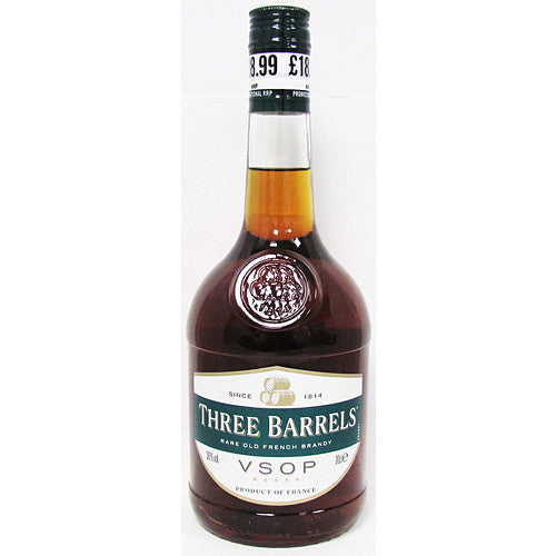 Three Barrels VSOP (Very Superior Old Pale) (Price Marked £18.99)-Brandy / Cognac / Armagnac-Fountainhall Wines