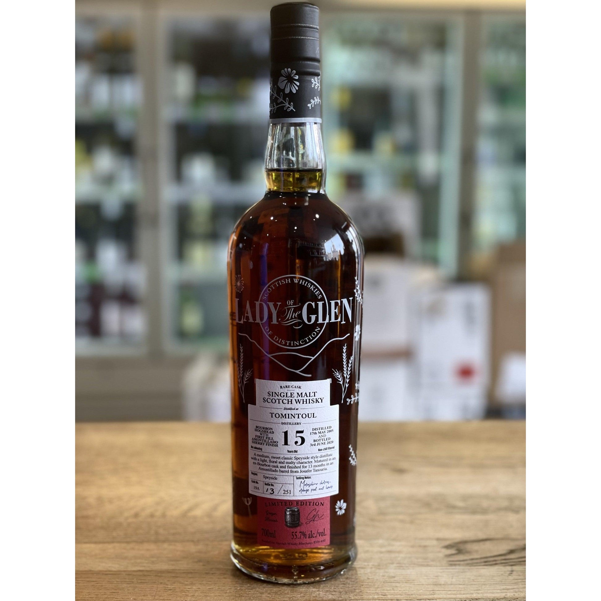 Tomintoul 15 Year Old Bourbon Hogshead With First Fill Amontillado Sherry Finish #19A - Lady Of The Glen (Hannah Whisky Merchants) - Single Malt Scotch Whisky-Single Malt Scotch Whisky-Fountainhall Wines