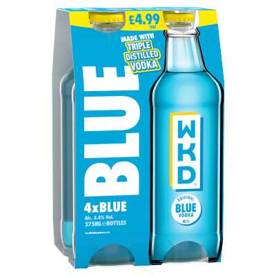 WKD Blue Original 4x275ml (Price Marked £4.99)-RTD's (Ready To Drink)-Fountainhall Wines