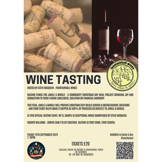 Wine Tasting Event for Jingle & Mingle - Friday 12th September 2025 (7pm to 10pm)-Tasting Event-Fountainhall Wines