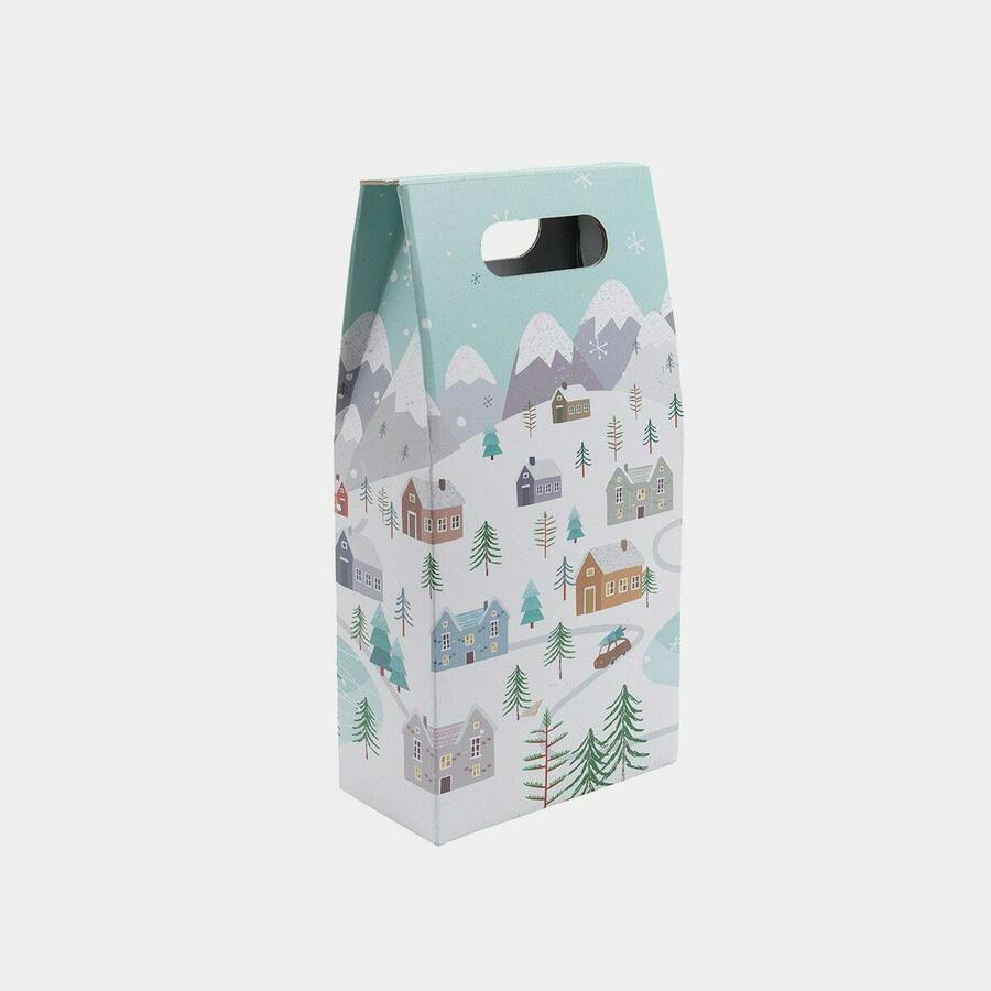 2 Bottle Snowy Scene Gift Carton-Gift Bags / Gift Boxes-5026743065859-Fountainhall Wines