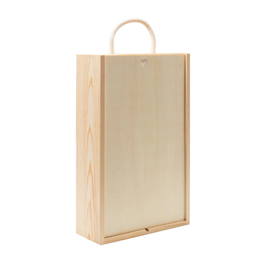 2 Bottle Wooden Sliding Lid Gift Box-Gift Bags / Gift Boxes-Fountainhall Wines