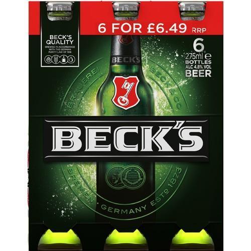 Becks 6X275ml (Price Marked £6.49)-World Beer-5014379006087-Fountainhall Wines