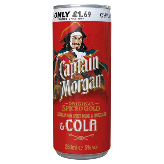 Captain Morgan Original Spiced & Cola 250ml Can-RTD's (Ready To Drink)-5000281054537-Fountainhall Wines