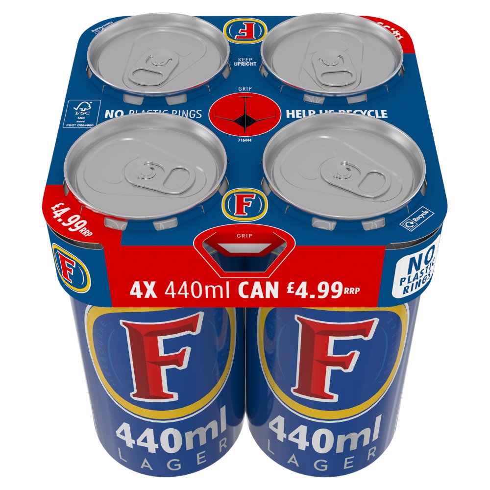 Foster's Lager 4x440ml Cans (Price Marked £4.99)-Beer-5035766185185-Fountainhall Wines