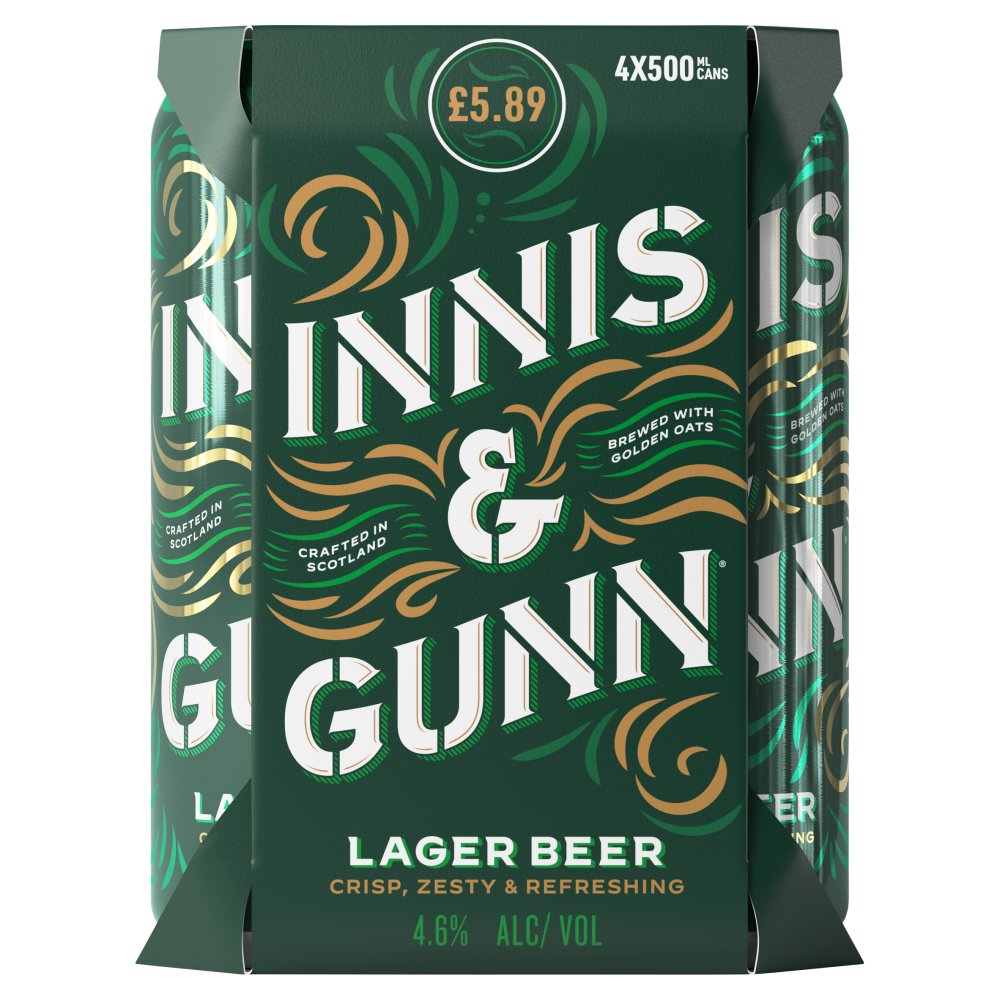 Innis & Gunn Lager 4X500ml (Price Marked £5.89)-Scottish Beers-5060190561342-Fountainhall Wines
