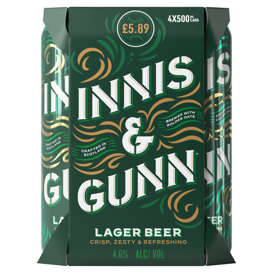 Innis & Gunn Lager 4X500ml (Price Marked £5.89)-Scottish Beers-5060190561342-Fountainhall Wines